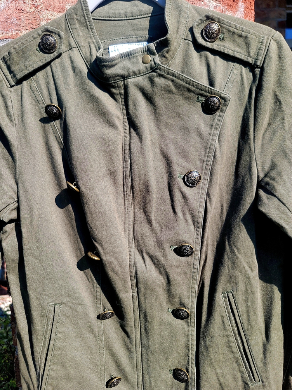 Women’s Military-Inspired Double-Breasted Utility Jacket — Olive - Picture 2 of 12